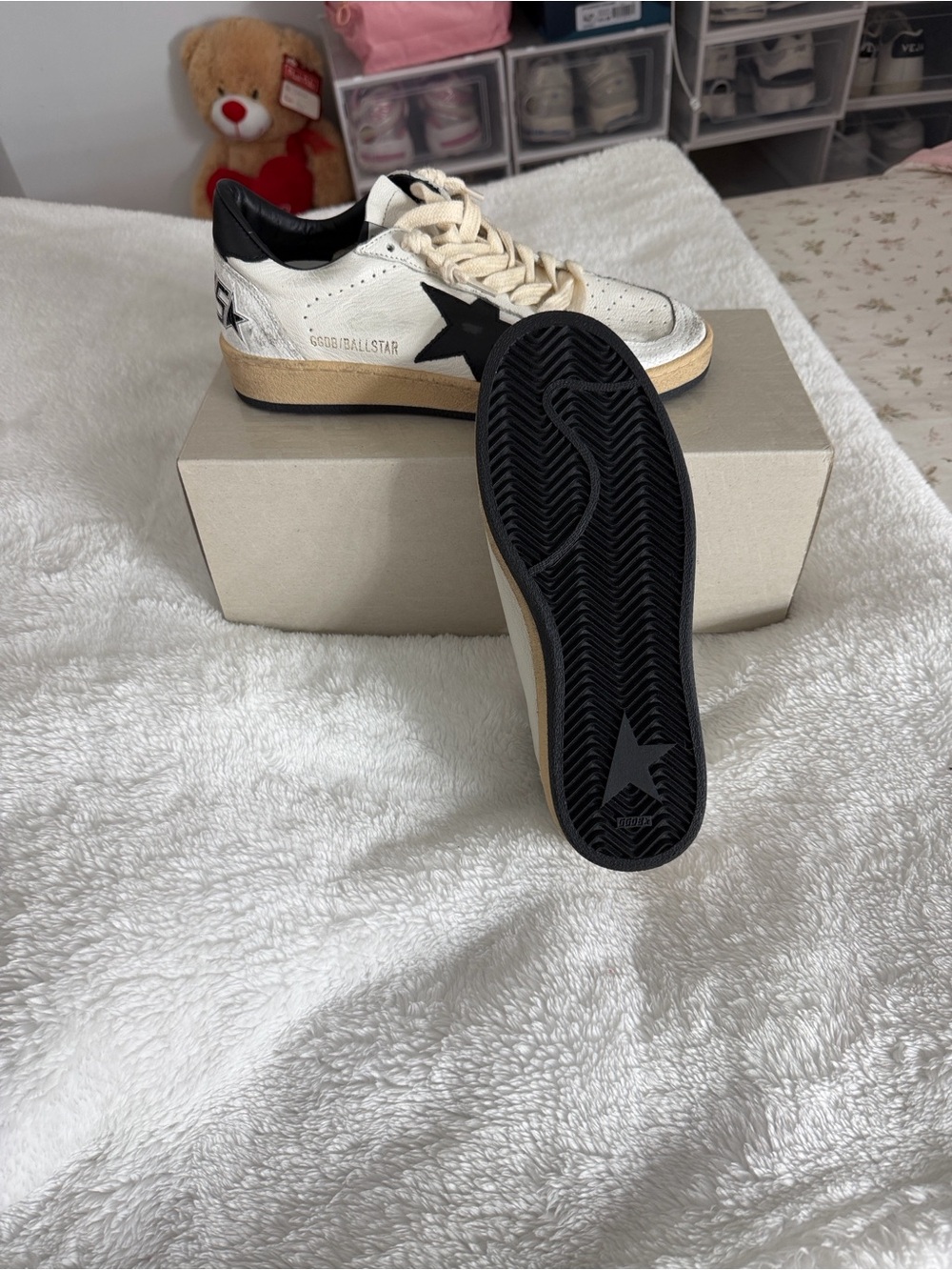 Golden Goose Men's Ball Star Sneakers in White and Black